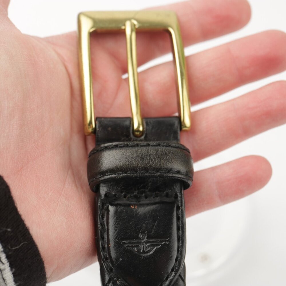 Dockers Mens Belt Size 36 Black Leather Woven Braided Brass Square Prong Buckle - Picture 10 of 10